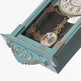 Clockswise Vintage Grandfather-Style Wall Clock with Wood-Effect Plastic Pendulum Battery-Operated for Home Decor