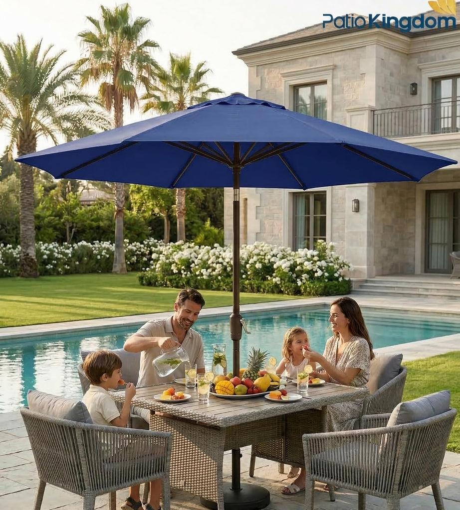 PatioKingdom 9FT Patio Outdoor Umbrella-UPF 50+ Sun Shade with Wind Vent, Push-Button Tilt & Smooth Crank Lift