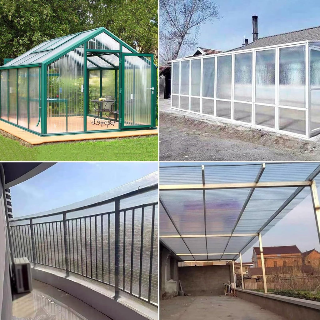 Polycarbonate Roofing Sheet Greenhouse Panels, Greenhouse Roof Covering UV Resistant Rainproof Plastic Roofing for