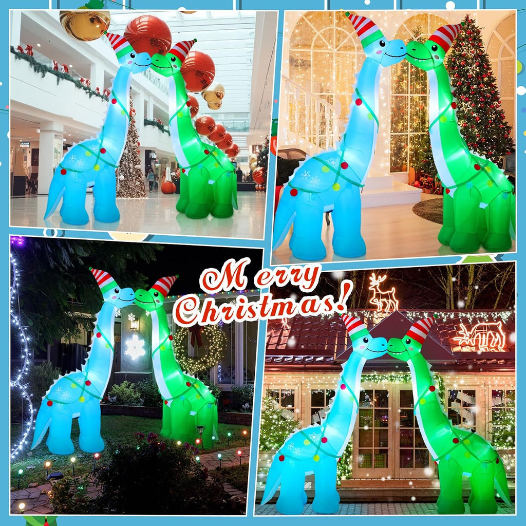 8ft Christmas Inflatable Dinosaur Yard Decor Dinosaur Kissing Arch