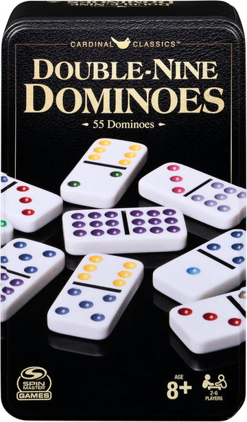 Double 9 Dominoes Set in Storage Tin Classic Tile Game