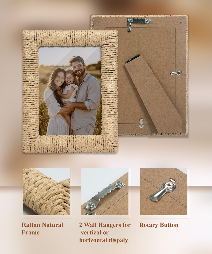 Boho 5x7 Picture Frame Rattan Photo Frame