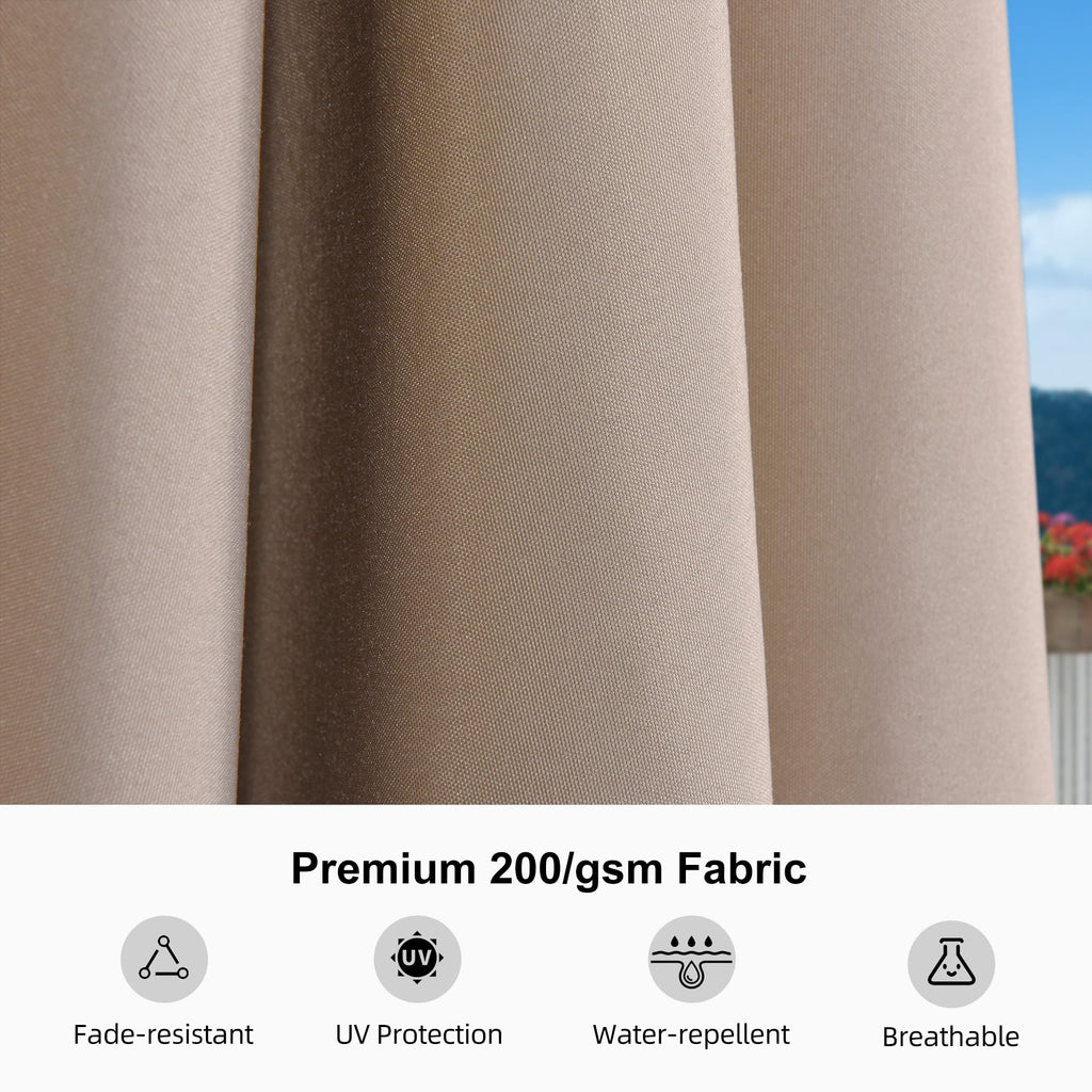 Outdoor Market Umbrella 11' Round Taupe Aluminum Frame 8 Ribs