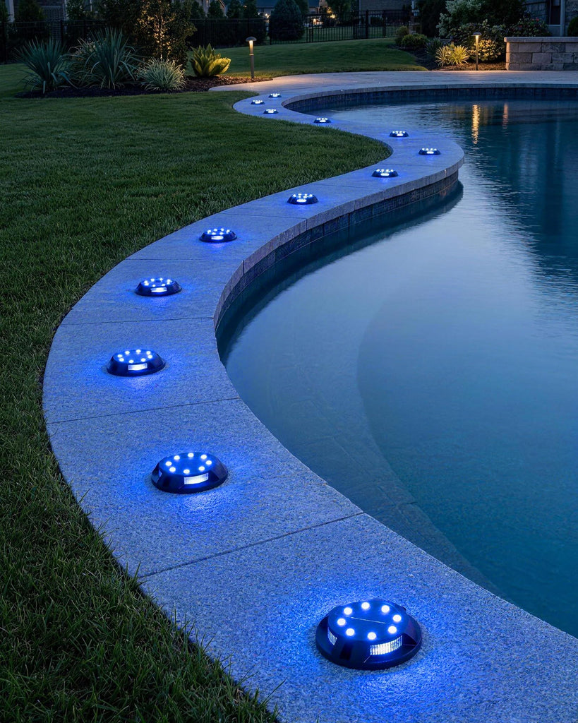 Solar Ground Lights Uplight Sidelight Waterproof 12 Pack Blue