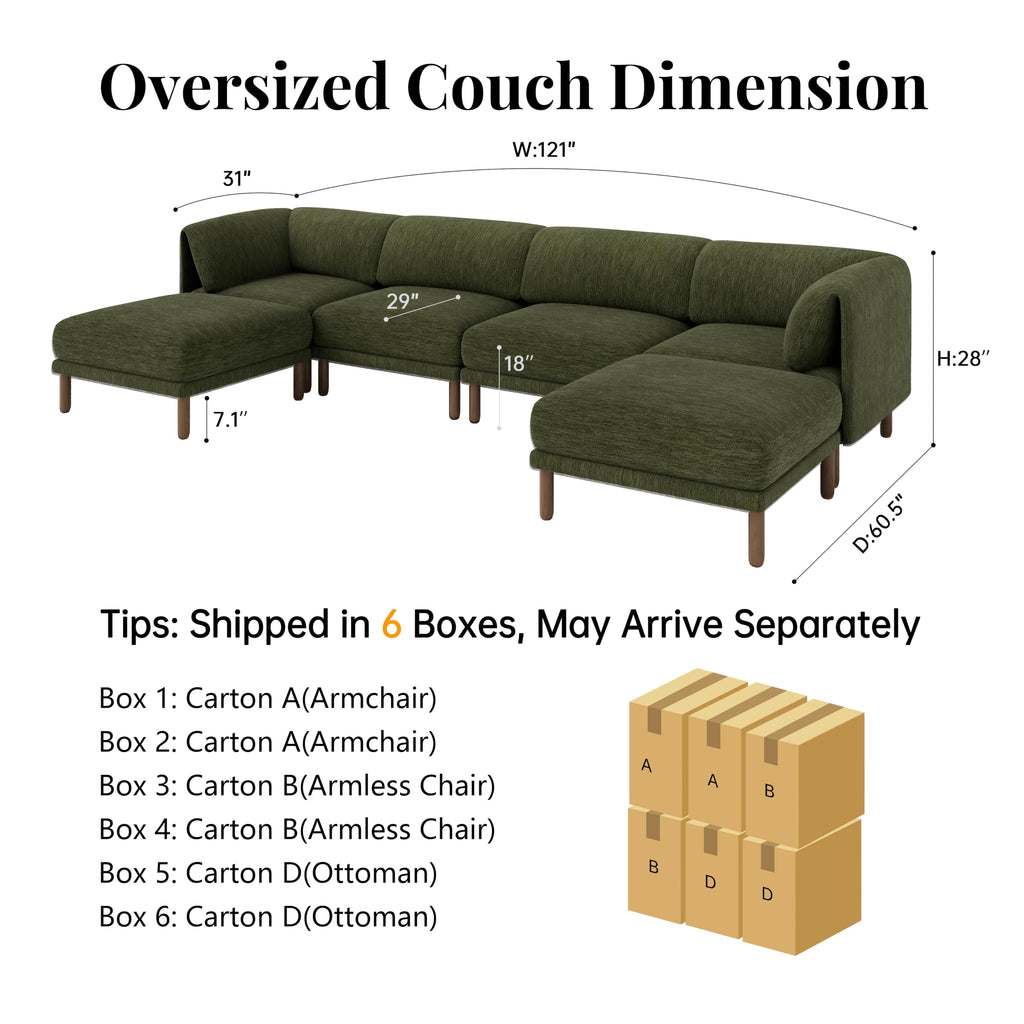 Modern Modular Sectional Couches, Sectional Cload Sofa, Green