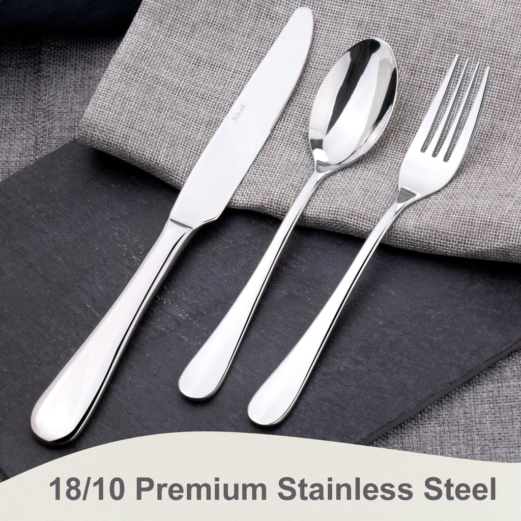 Silverware Set, 30-Piece Flatware Cutlery Set Service for 6, Modern Heavy Duty Design, 18/10 Stainless Steel
