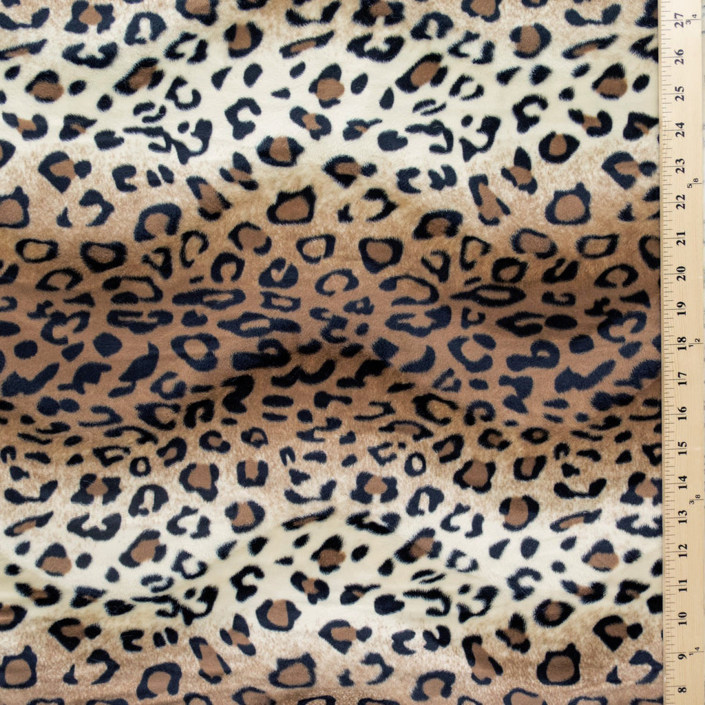 Velboa Wave Print Leopard 60 Inch Fabric by The Yard (Brown)
