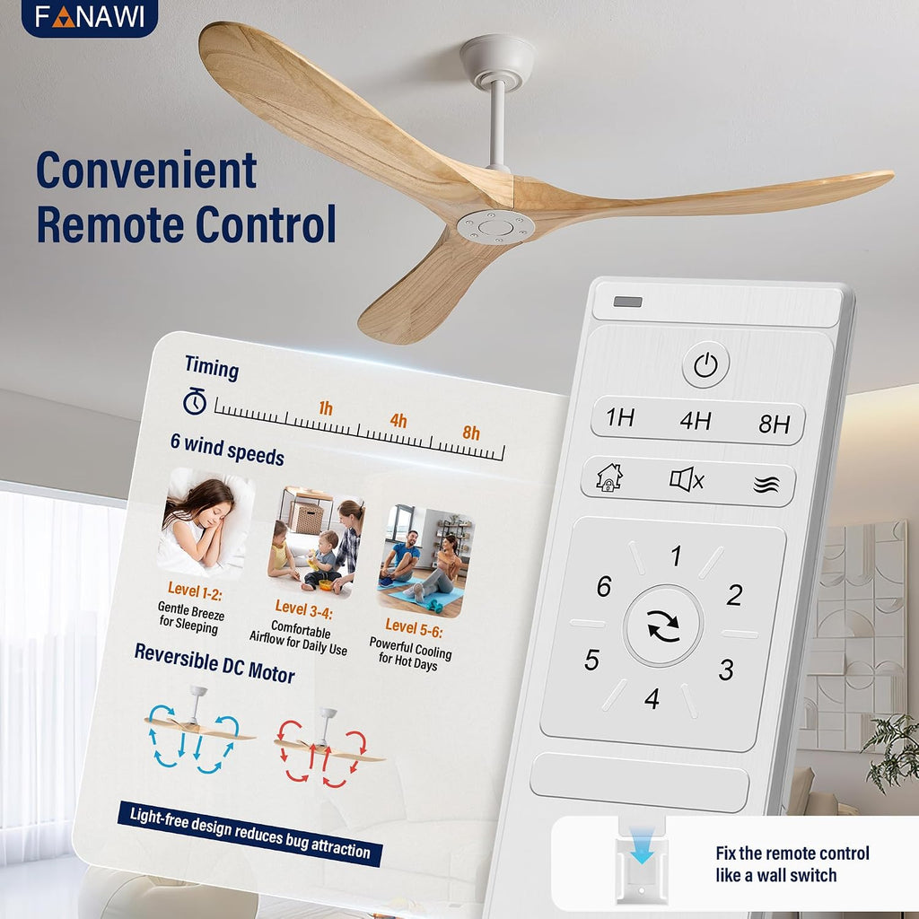 Inspired Maverick Style 60" wood ceiling fan, White