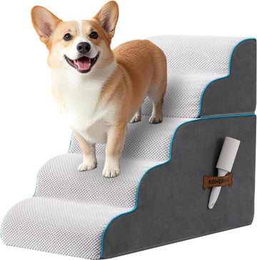 Dog Stairs, Steps and Ramp for High Bed & Sofa, 13-24" H Detachable Pet Stairs for Small Medium Dogs, Sturdy 40D