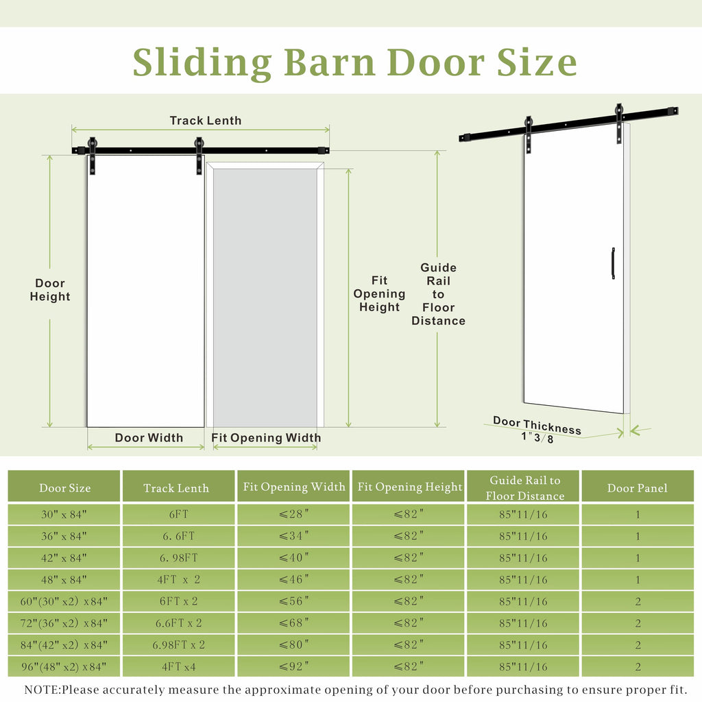 36in X 84in Sliding Barn Door, MDF, with Waterproof Surface, DIY Assemble, Pre-drilled Barn Door Slab with