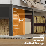 Twin Bed Frames with Charging Station and LED Lights, Twin Platform Bed with Metal Slats