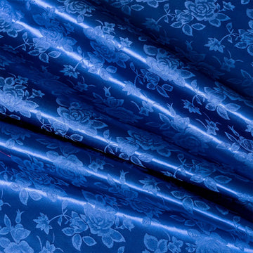 Royal Blue Satin Floral Fabric, 60" Wide, 10 Yards