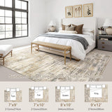 Area Rug for Living Room: 8x10 Washable Neutral Abstract Modern Soft Rugs Non Slip Indoor Floor Stain Resistant Large