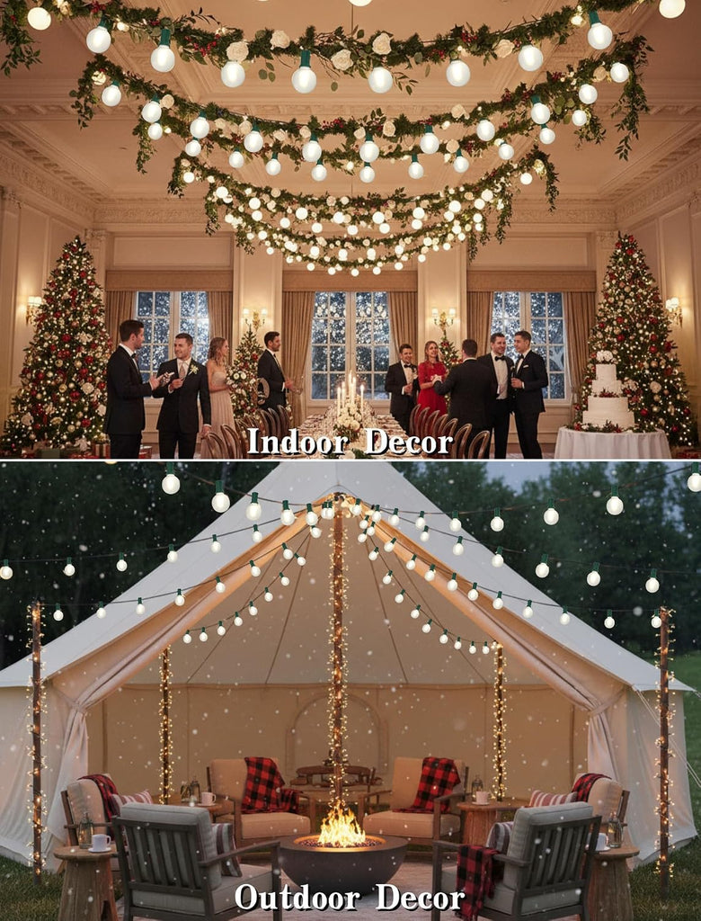 50FT LED Christmas Lights with 27 LED Globe Frosted White Bulbs