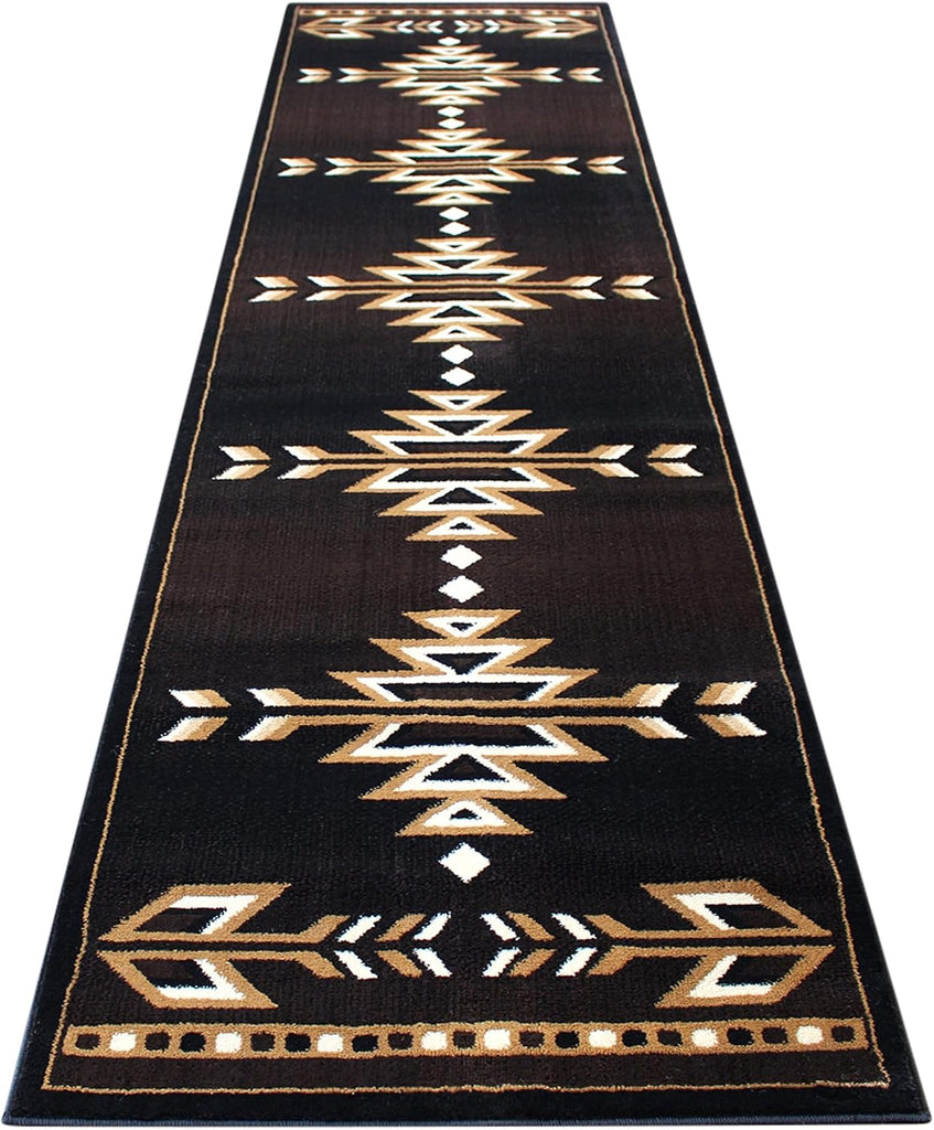 Southwest Native American Area Rug in Brown, Black, Beige & Ivory