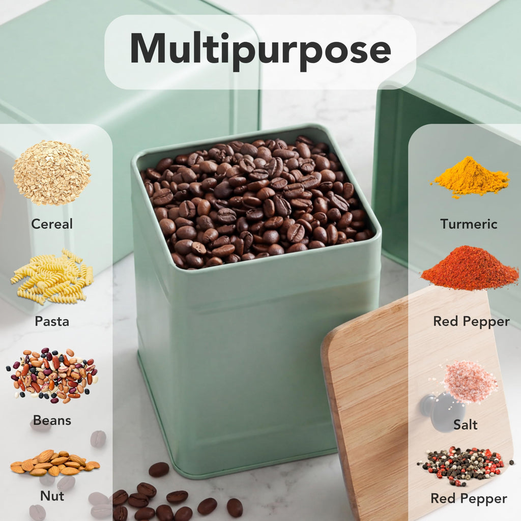 Kitchen Canisters for Countertop Set of 3, Airtight Canisters Sets Counter with Lid, Metal Farmhouse Food Storage