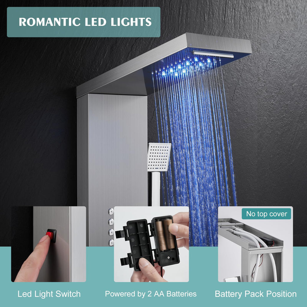 Rainfall LED Shower Panel - 5 in 1 Full Body Shower Tower System
