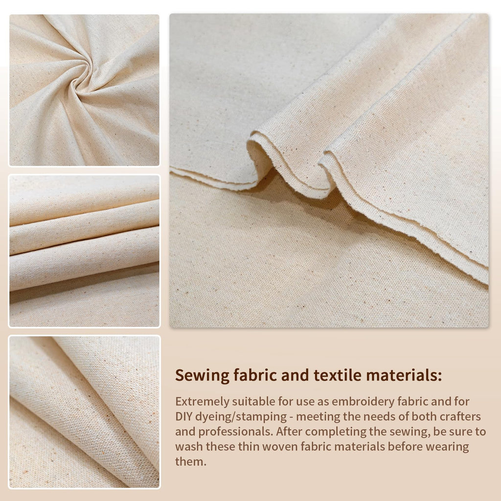 Cotton Muslin Fabric Bolt 63" Wide 25 Yards - 100% Natural Unbleached Cotton Fabric for Sewing, Quilting, Pattern
