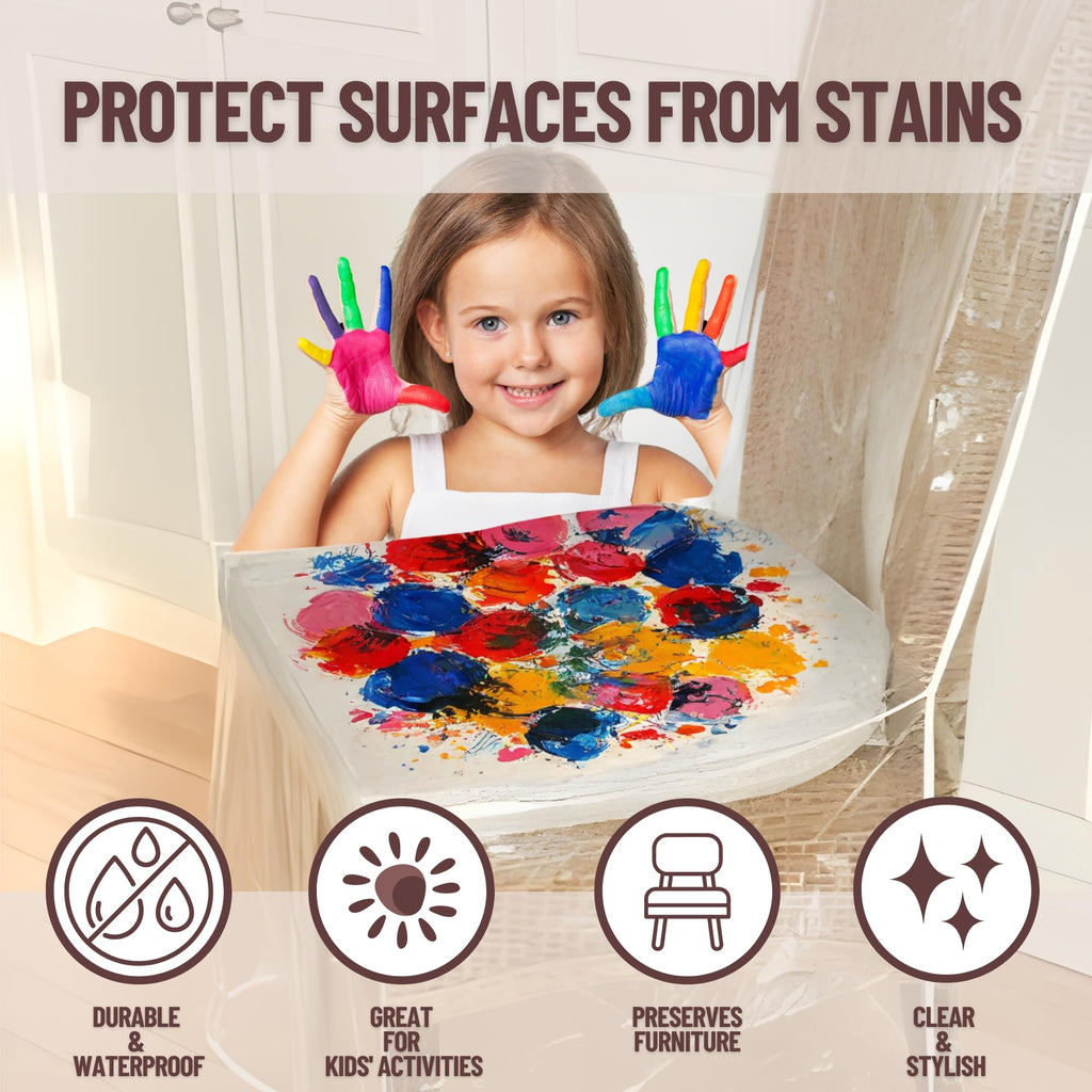 2-Pack Clear PVC Dining Chair Covers, Spill-Resistant Protectors