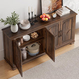 63 Inch Buffet Cabinet with Storage, Large Sideboard Cabinet with 4 Carved Doors