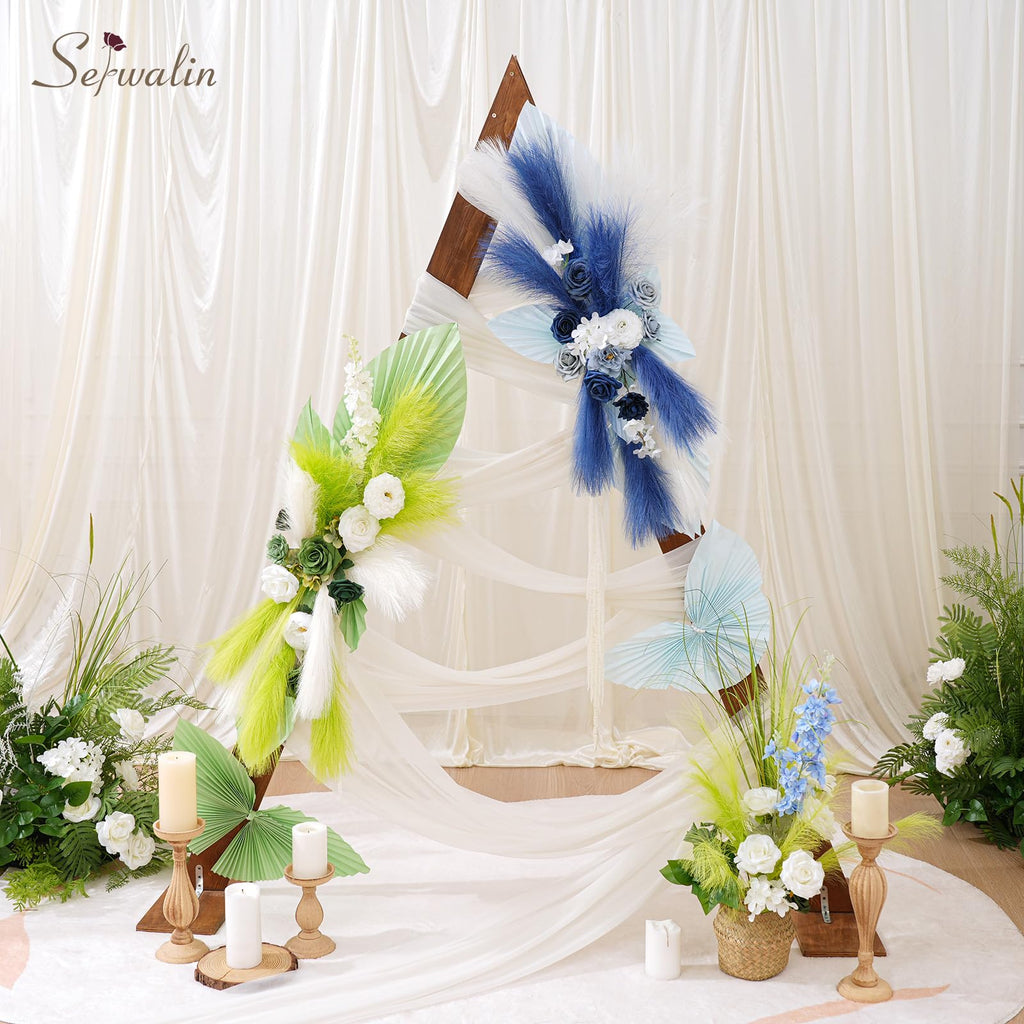 6PCS 17.7 Inch Royal Blue Artificial Pampas Grass Decor