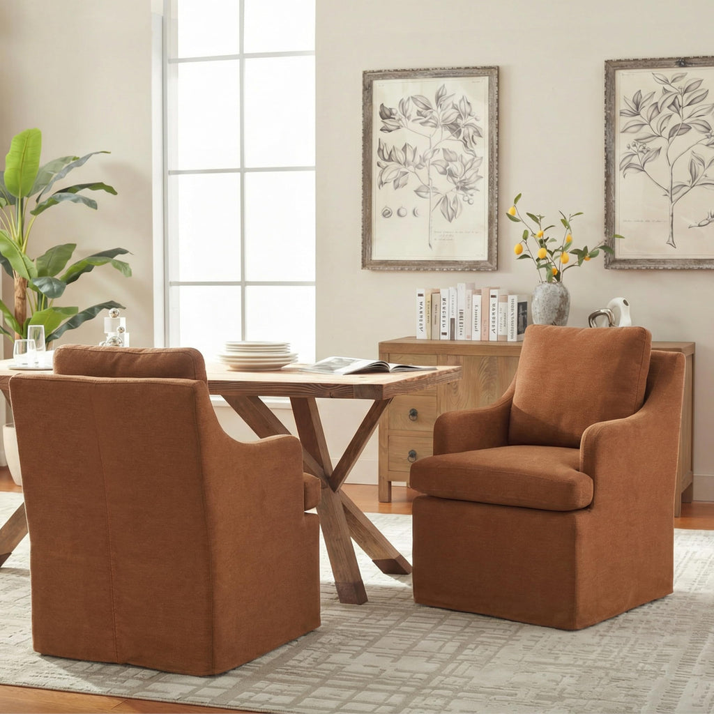 Upholstered, Dining Room Chairs with Casters