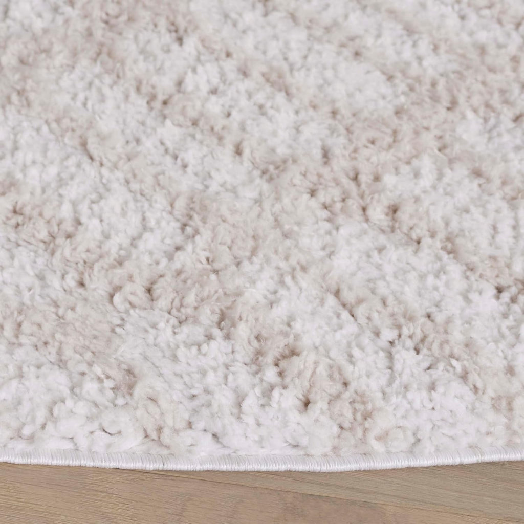 Rumi Shag Collection Area Rug - 7' Square, Ivory & Light Beige, 1.7-inch Thick, Ideal for The Living Room, Bedroom