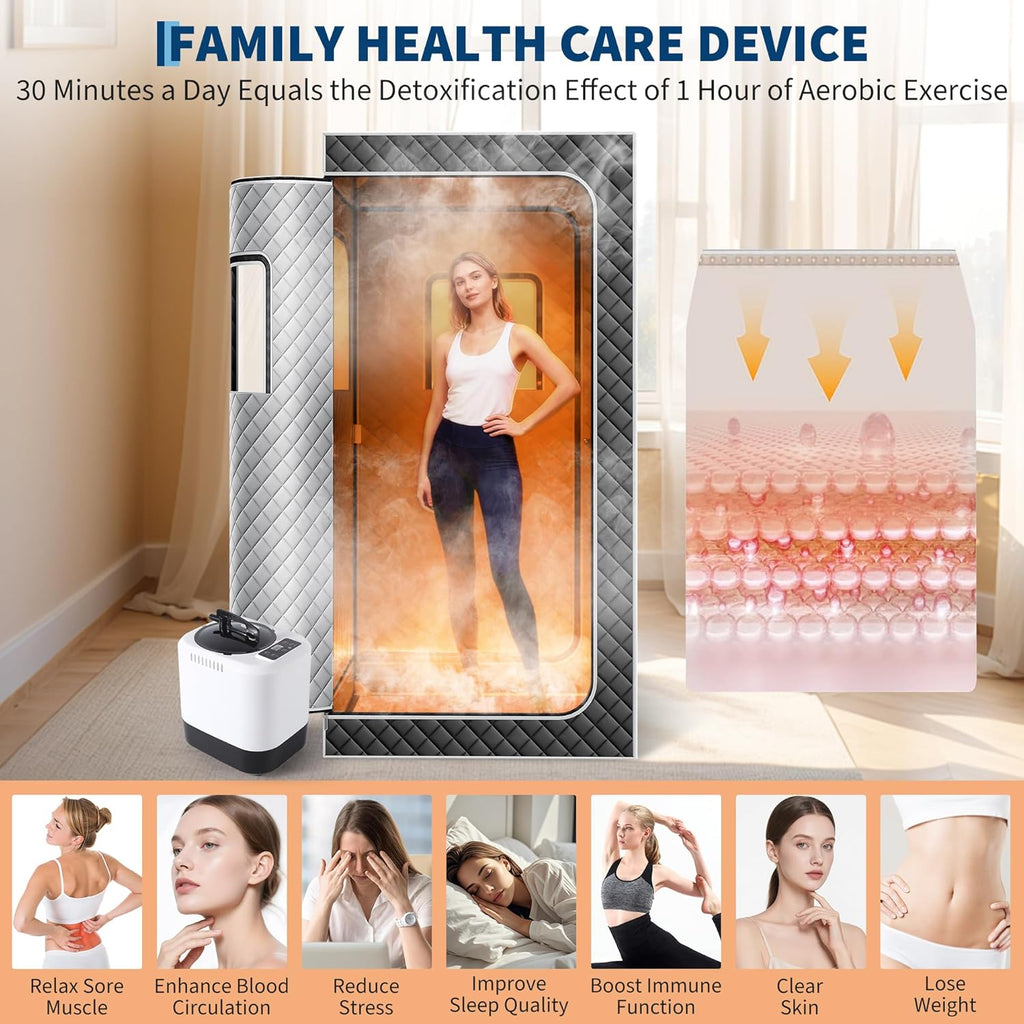 PeakPursuit Sauna Box,Portable Sauna for Home with 4L 1500W Steamer,Portable Steam Sauna Tent with 600D