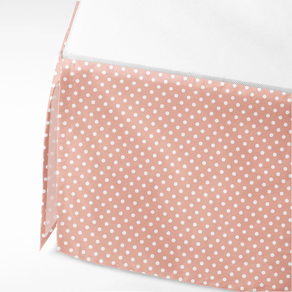 Mix N Match Pin Dots Crib/Toddler Bed Skirt Dust Ruffle (Coral)