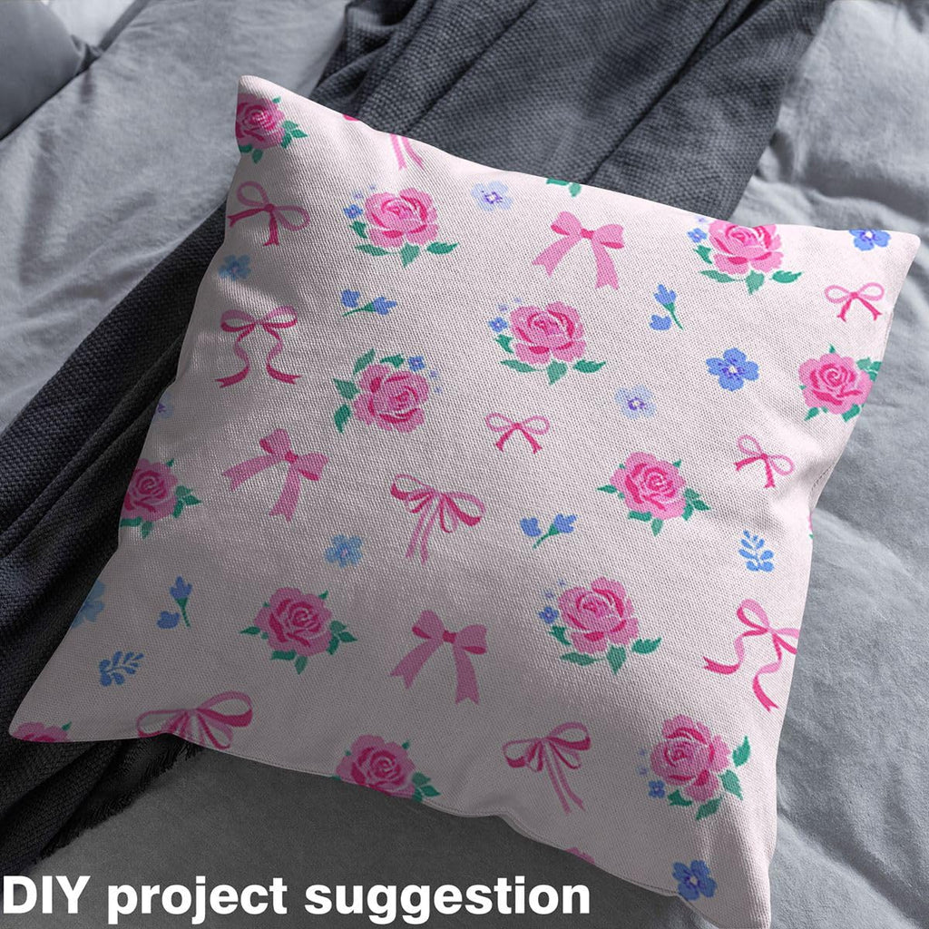 Cute Bow Fabric by The Yard Romantic Rose Flower Upholstery Fabric Bow Tie Floral Indoor Decor for DIY Sewing Craft
