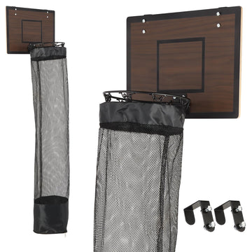 Over the Door Basketball Hoop Laundry Basket ,Wooden Basketball Laundry Hamper with Zipper for Kids Room,Dorm