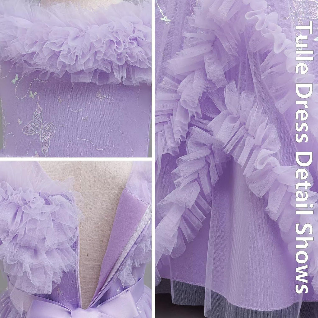 Flower Girl Dress Ruffle Butterfly Embroidery Princess Dress Tiered Tulle Wedding Party Birthday Ball Gown