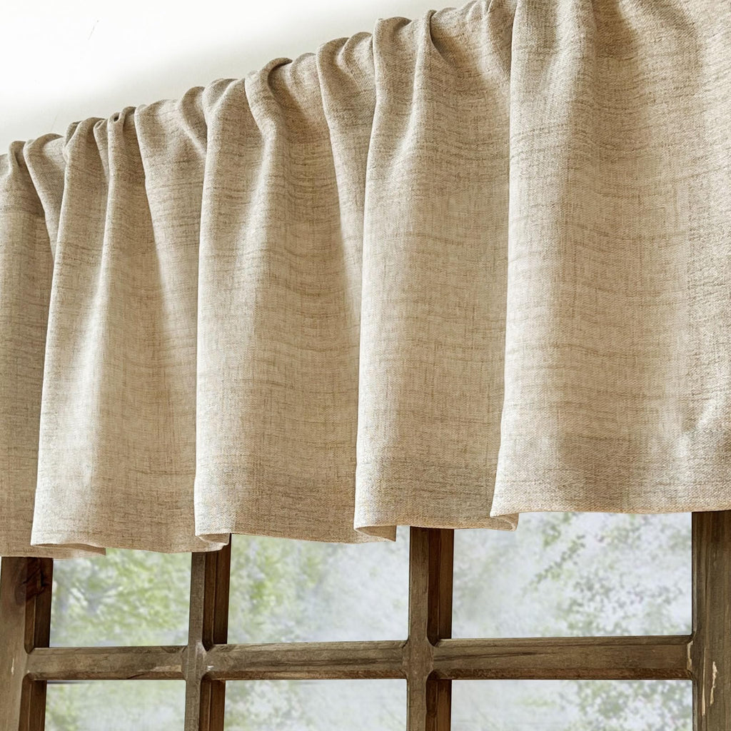 Farmhouse Faux Linen Valance for Windows, 54x15 inch, Khaki Tan