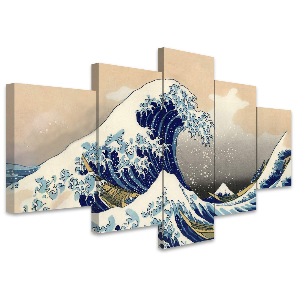 Large Canvas Wall Art The Great Wave Off Kanagawa by Hokusai Abstract Plants Illustrations Impressionism Modern