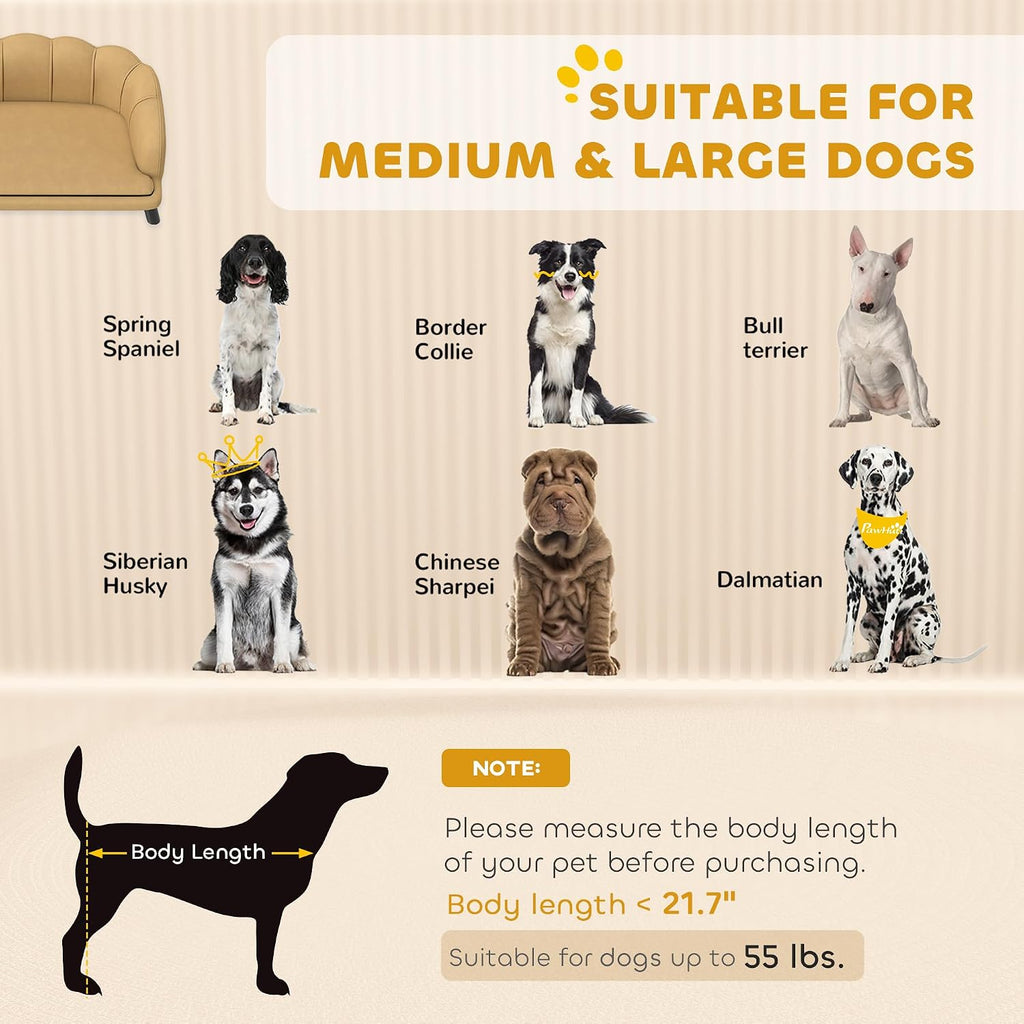 Velvet Large Dog Couch with Foam Cushion, Soft and Cute Dog Bed with Pearl Design, Pet Sofa for Big and Medium