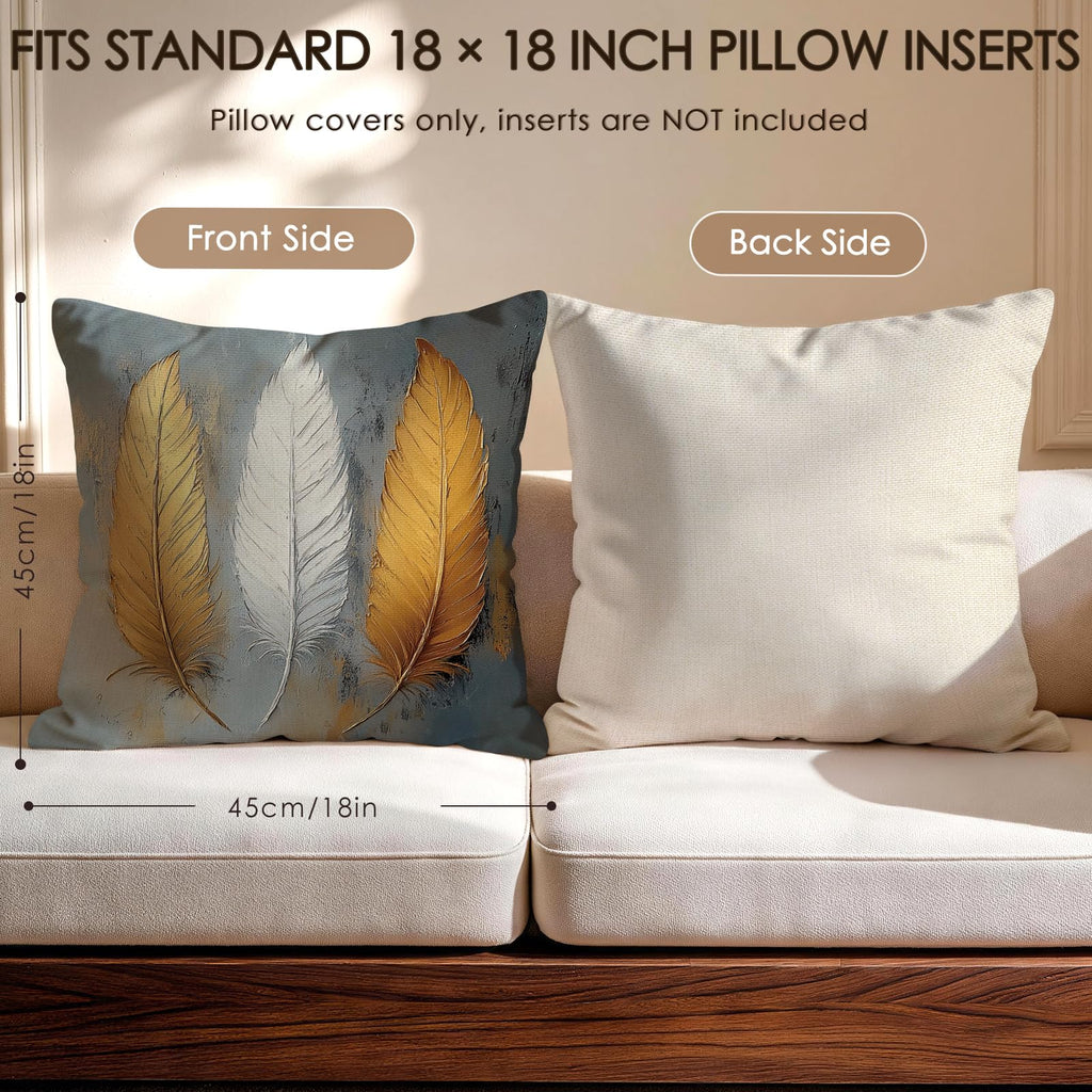 Boho Feather Butterfly Throw Pillow Covers 18 x 18 Inch Set of 4
