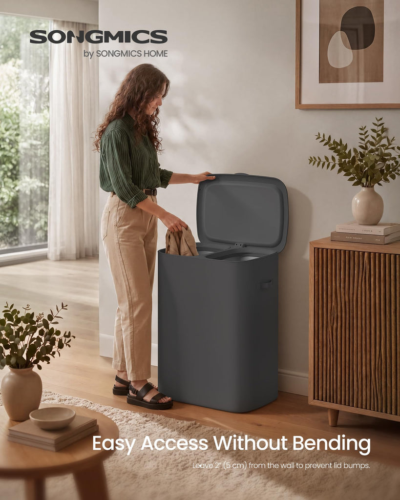 Laundry Hamper with Lid, 160L Double Laundry Basket, Steel Frame