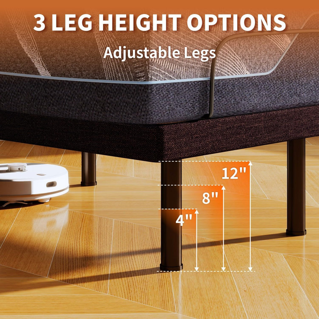 Split King Adjustable Bed Frame with 14" Mattress Electric Bed Base with Wireless Remote | Zero Gravity | Head & Foot