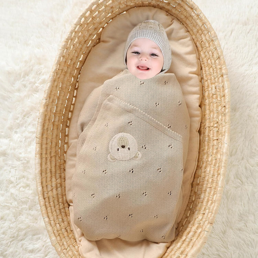 Organic Cotton Baby Blanket Neutral Knitted Soft Crib Blankets