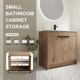 SSLine 36-Inch Bathroom Vanity with Sink Mid-Century Bathroom Vanities with Top Basin Floor Wood Bathroom Sink Cabinet