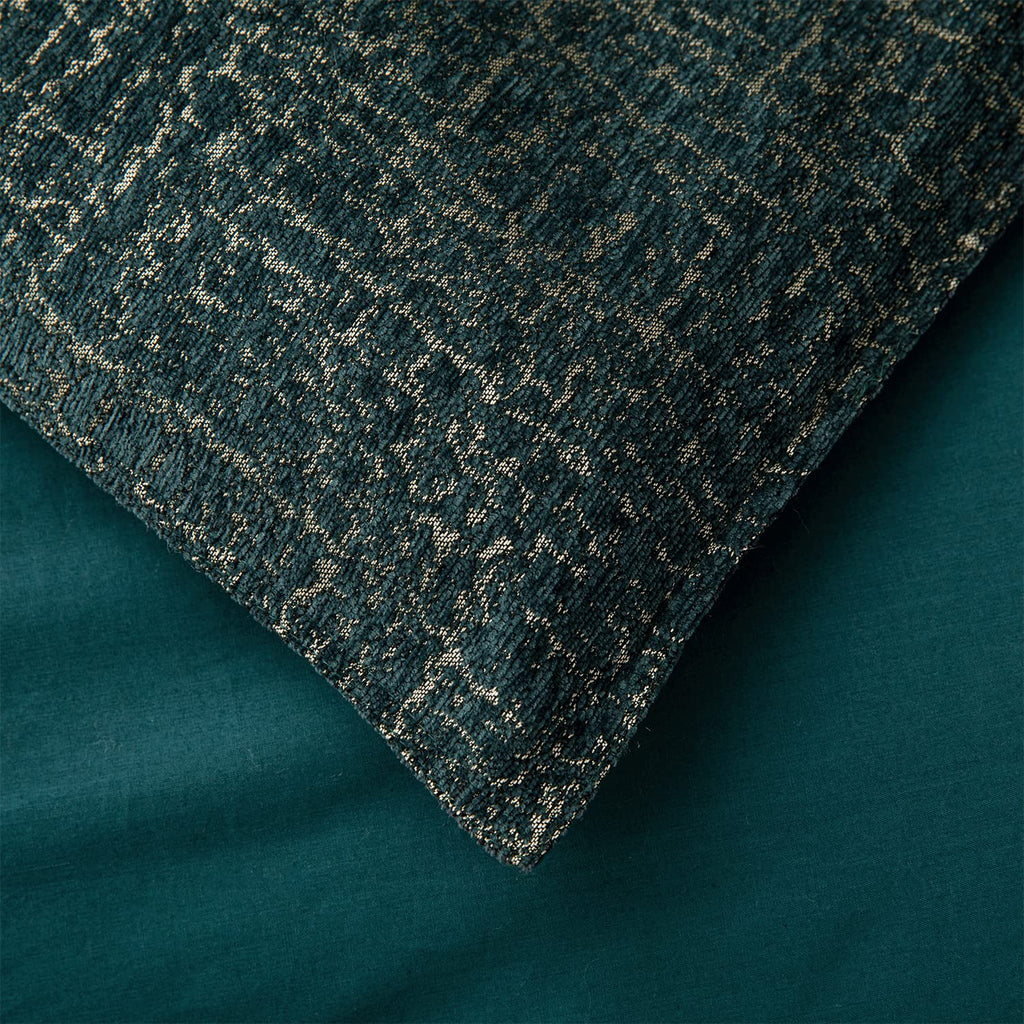 Hayworth 3 Piece Queen Teal Chenille Jacquard Comforter Set