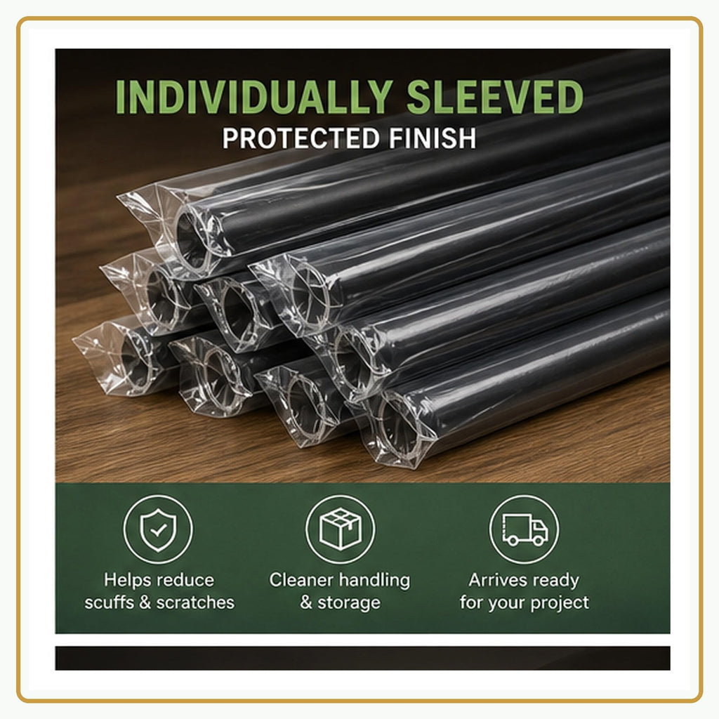 44 in Staircase Balusters, 5/8 in OD Round Black Stair Spindles, 50 Pack