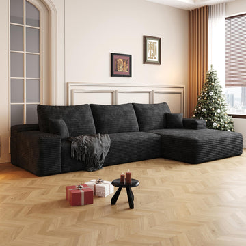Oversized L Shape Modular Sectional Sofa with Right Facing Chaise Lounge, Wide Deep Seat Compressed Corner