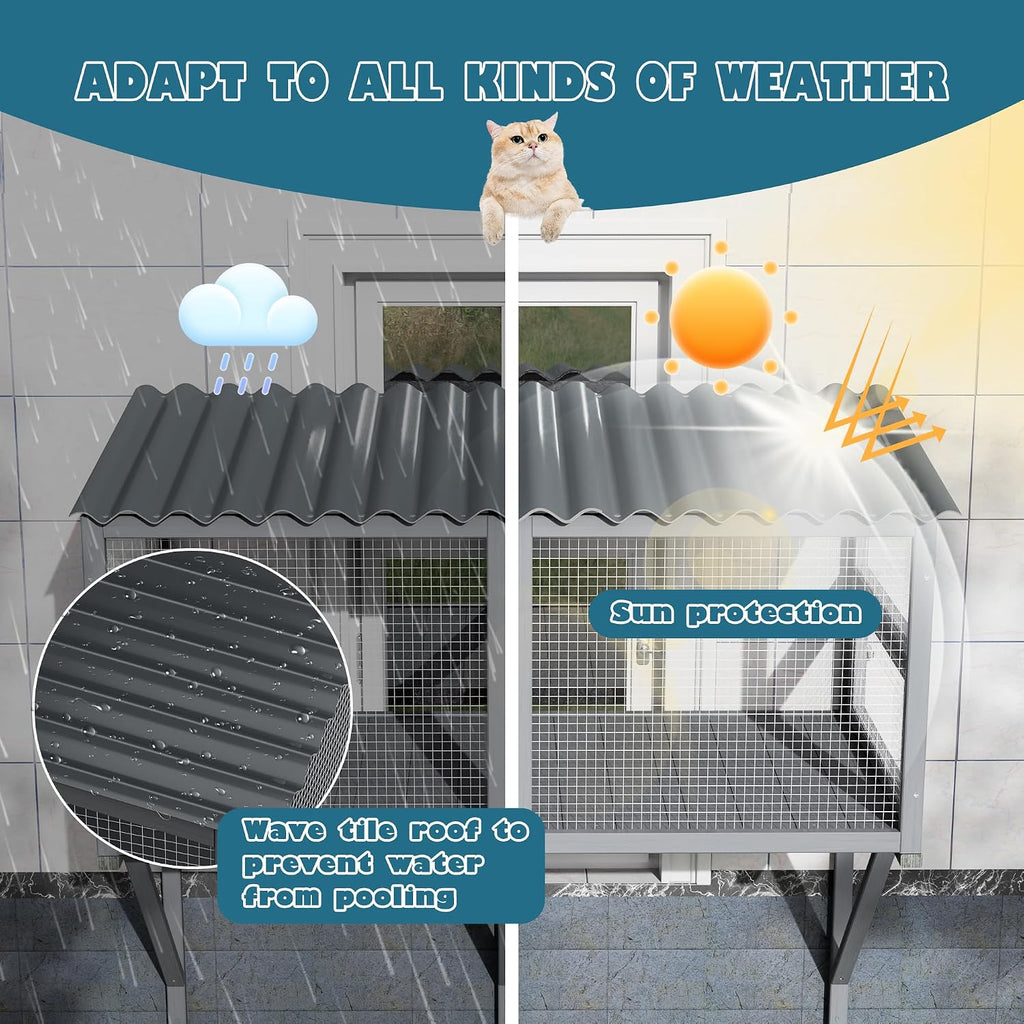 Catio Cat Window Perch Outdoor, Cat Window Enclosure for Indoor Cats
