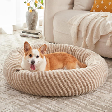 Dog Bed Medium Size Dogs, Washable Medium Dogs Bed with Removable Cover, Cozy Donut Dog Ded Fluffy Plush Faux Fur Pet