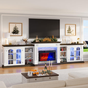136", 5-in-1 Modular: Mantel+ Bookcases+ Cabinets, Brown