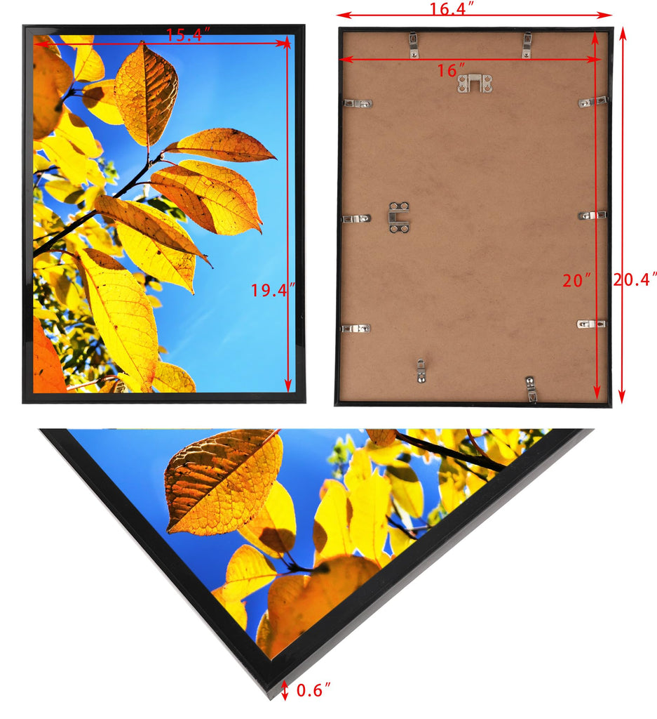 16x20 Picture Frame Black, Collage Wall Decor Studio Gallery Poster Frame