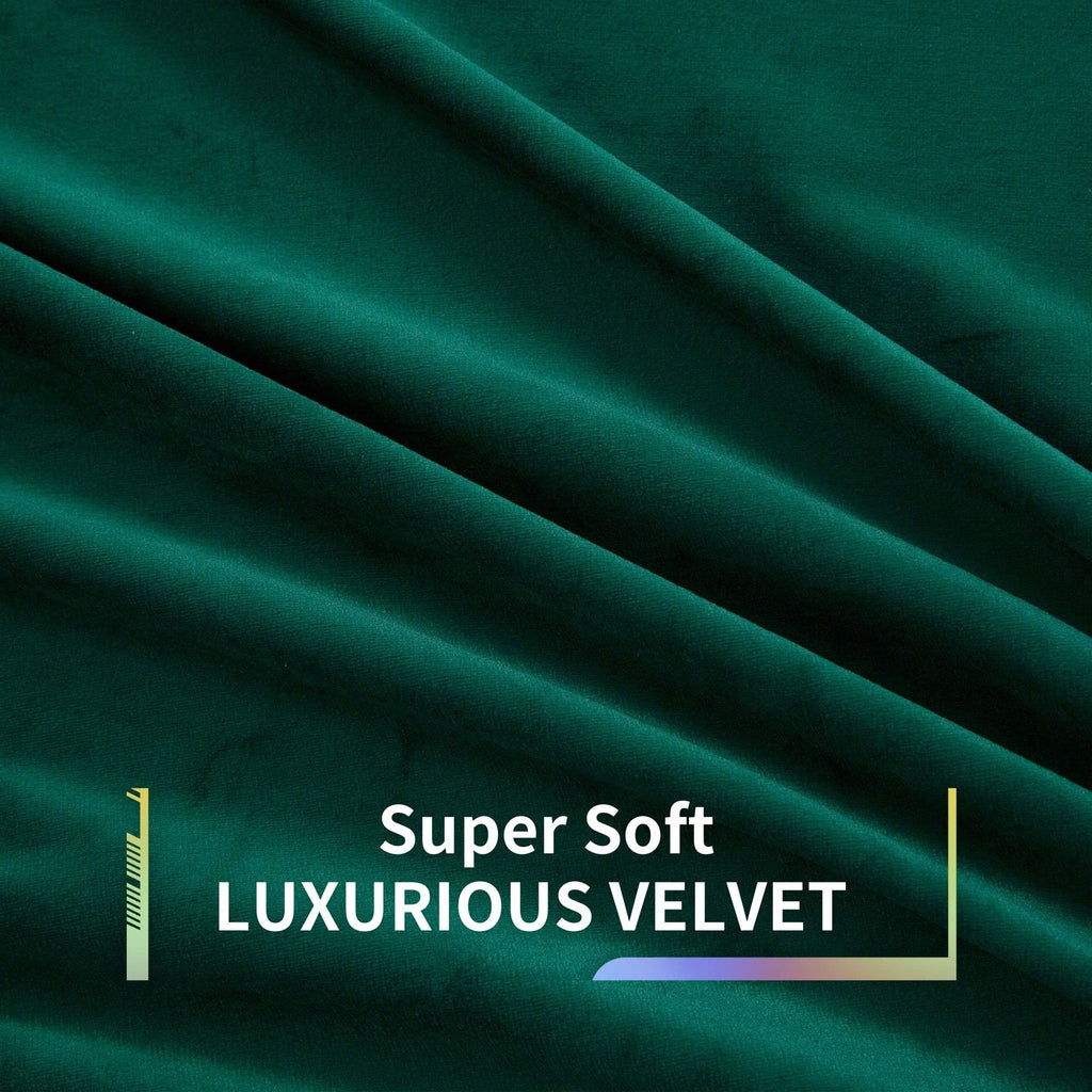 Emerald Green Velvet Curtains 52" W x 96" L Luxury 80% Blackout Curtains, Thermal Insulated Super Soft Window Drapes