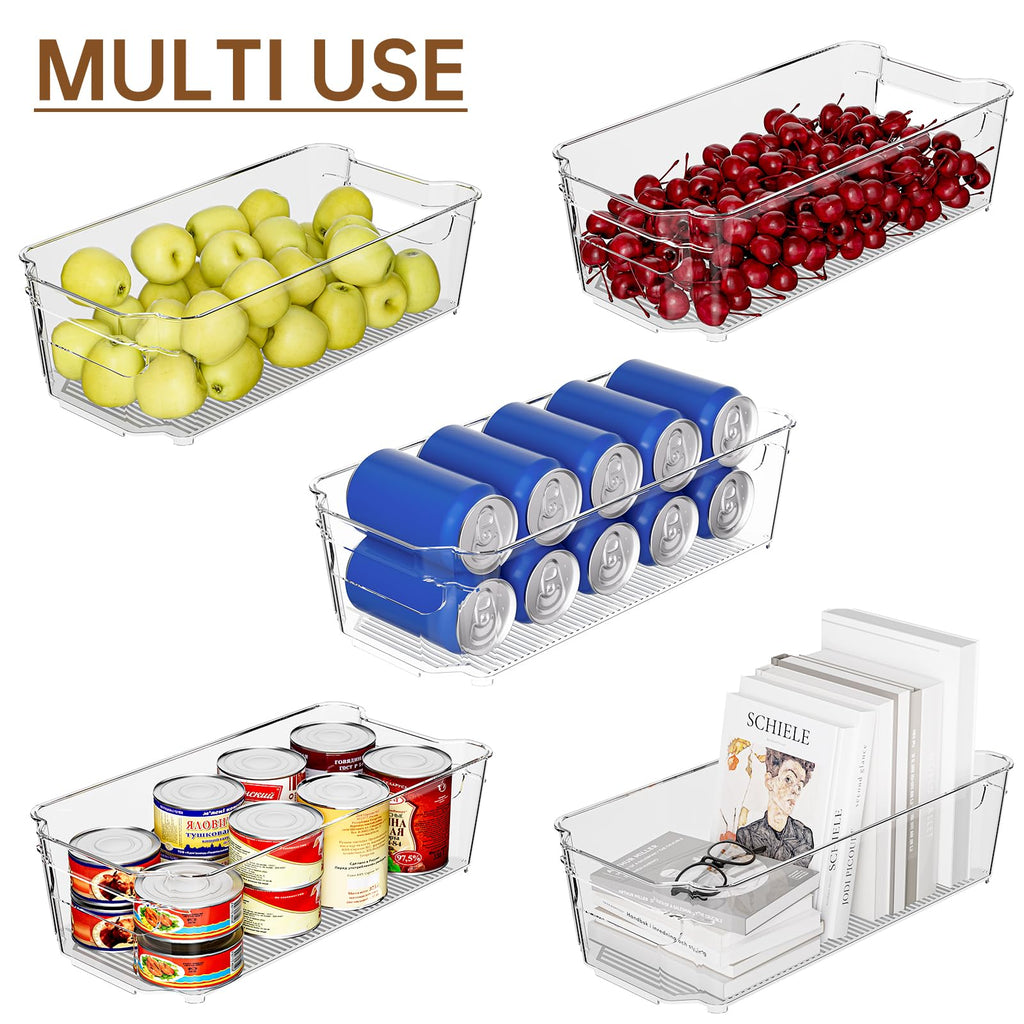 Clear Fridge Organizer, Refrigerator Organizer Bins with Handle, Freezer, Kitchen Cabinet, Pantry Organization, BPA