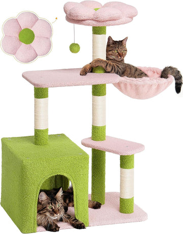 Flower Cat Tree for Indoor Cats, 41.2" Cute Cat Tree for Adult Cats